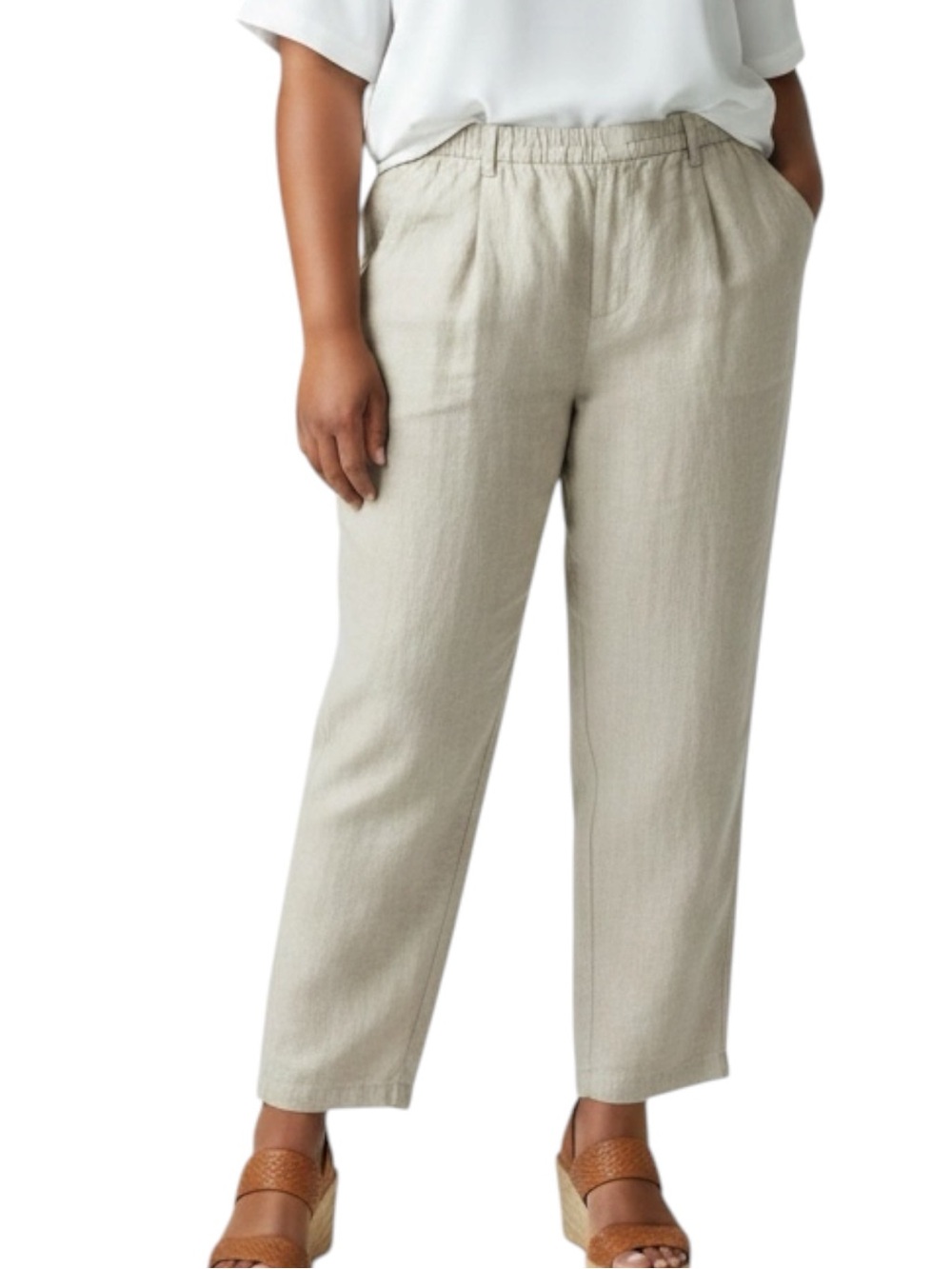 EDDIE BAUER Relaxed Fit Linen Pants in Light Taupe Size XL — SUMMER STAPLE!!!